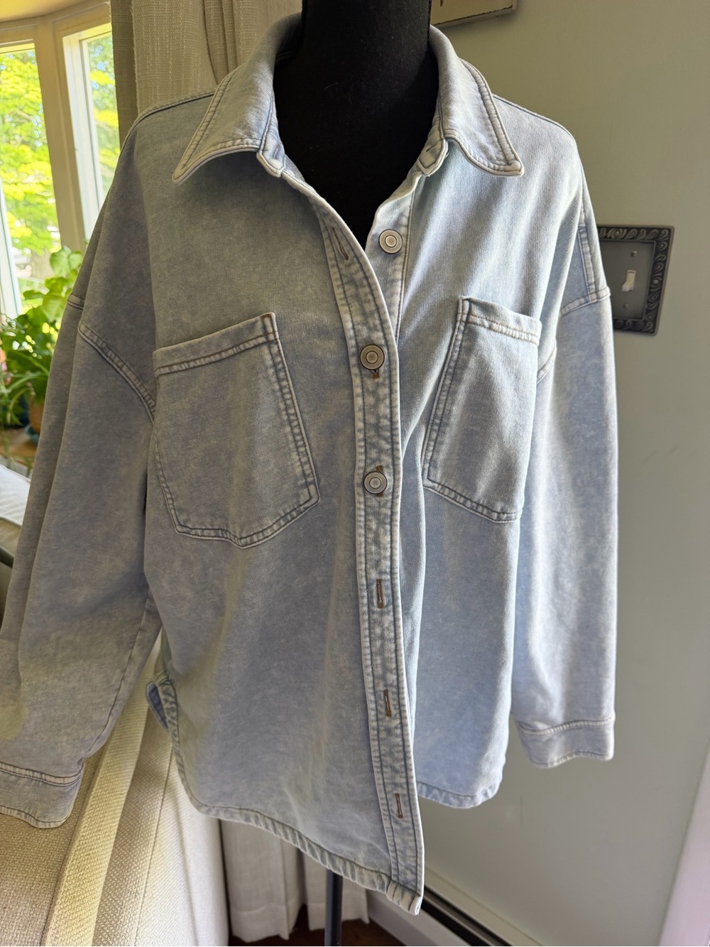 Light Blue Washed Denim Jacket Shirt - Women NWOT